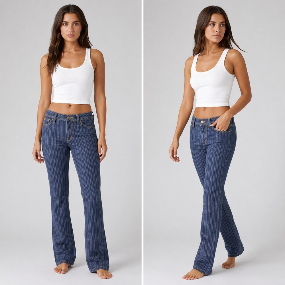 Rag Top USA Womens Blue Striped Slim Fit Denim Jeans Size 3 Stretch Casual Pants